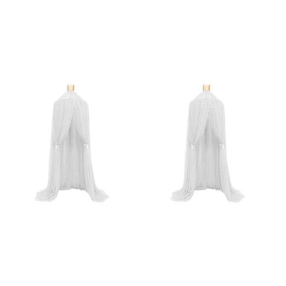 Cateissary Toldo plegable de poliéster para cama en estilo romántico, fácil de instalar, protección eficaz, transpirable Capa blanca 7 trescientos 2Conjunto