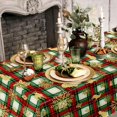 thumbnail image 4 of Eikione Christmas Table Cloths Rectangle 60 X 84, Red-and-Green Checked Table-Cloth Reindeer Snowflake, Wipeable Table Cover for Party, 4 of 5