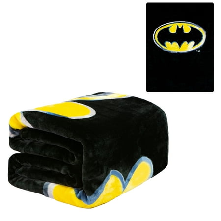 Flannel Fleece Plush Blanket - Batman Emblem  - QUEEN BED 79