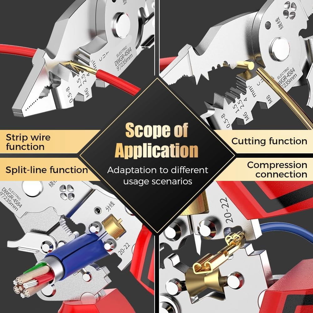 16 in 1 Wire Stripper Twister for Cutting and Pulling Wires, Multifunctional Foldable 16 in 1 Wire Stripper Twister with Voltage Tester,Professional Electrician Tool for DIY Home Use (1)