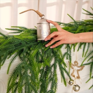 2-Pack Upgrade Thicker 6ft Artificial Pine Garland - Real Touch Winter Greenery For Fireplace, Mantle, Stairs