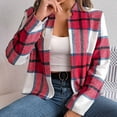 thumbnail image 5 of Women's Winter Oversize Plaid Red Winter Long-sleeved Casual Hoodless Coats XL, 5 of 7