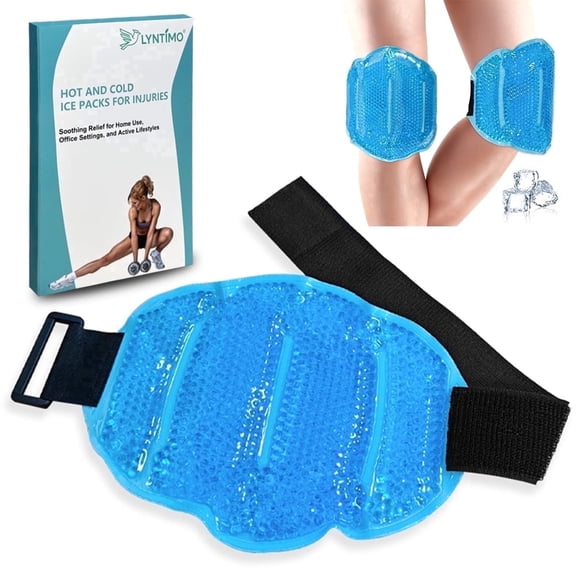 Lynitmo Ice Pack for Knee, Shoulder, Arm, Hot and Cold Reusable Gel Wrap for Joint and Muscle Injury Support, Blue, Large