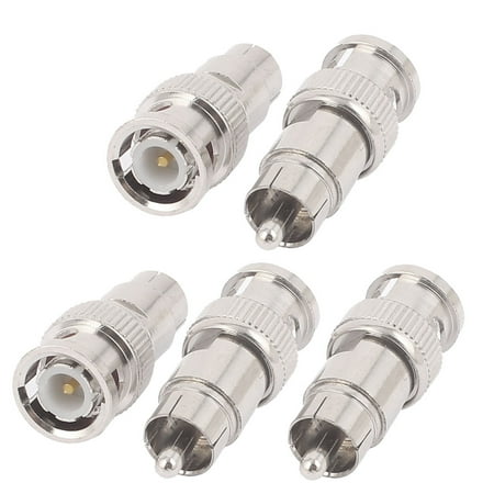 5Pcs BNC Male Plug to RCA Male Jack Coax Cable Video Adapter Connector