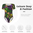 thumbnail image 6 of Haiem Mardi Gras7 Women's Crew Neck Short Sleeve Bodysuit Tops Stretchy Slim Basic-Medium, 6 of 9