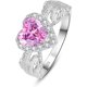 thumbnail image 3 of Emsione Anillo de compromiso de boda chapado en plata de ley 925 con topacio rosa creado con corte de corazón y circonita cúbica de varias filas onduladas, eternidad, aniversario, boda, 3 of 5