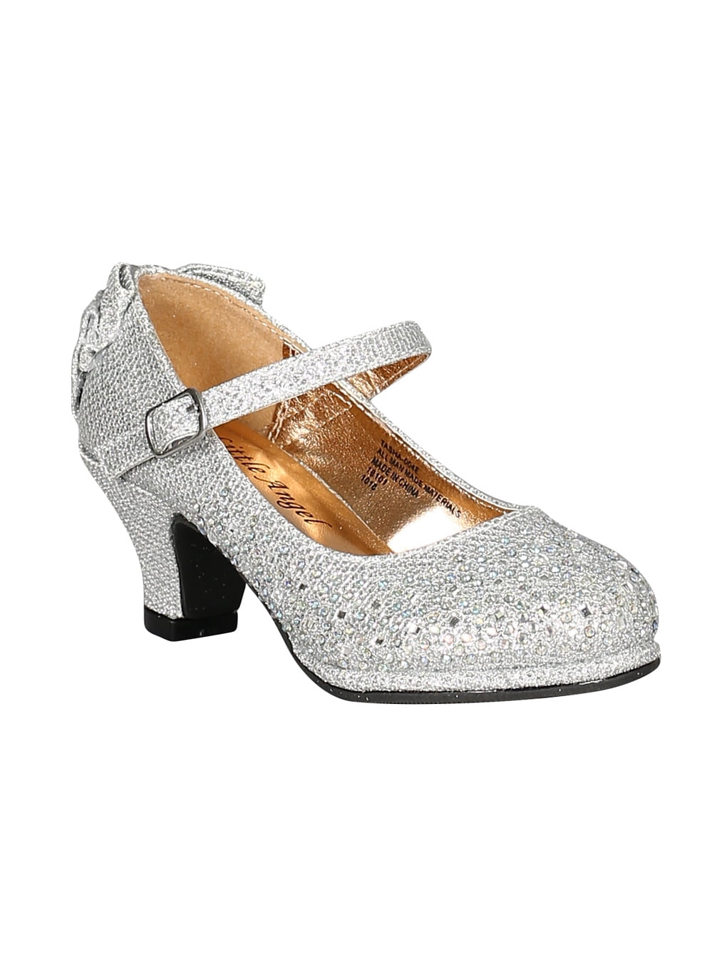 Glitter Rhinestone Bow Mary Jane Kitten Heel Pump (Toddler/ Girl) 18359