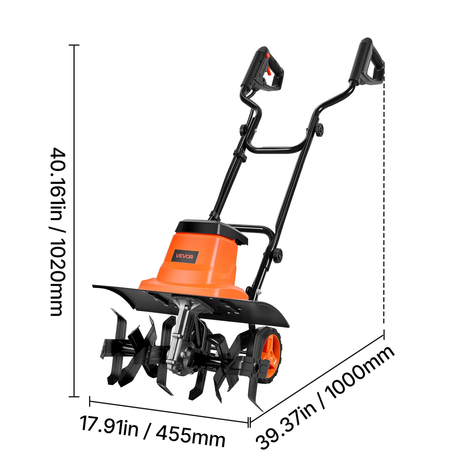 VEVOR Corded Electric Tiller, 18 Inch Tilling Width Garden Rototiller, 13.5-Amp Motor Heavy-Duty Tilling Machine, Cultivator with Steel Tines and Foldable Handle, for Lawn, Yard, and Gardening Care