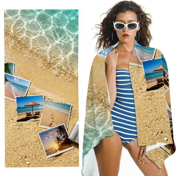 RKSupls Oversized Microfiber Beach Towel - beach vacation photos camera summer travel Print, Ultra-Soft Microfiber Suitable for Bathroom, beach, Soft Super Absorbent- 30x60 in