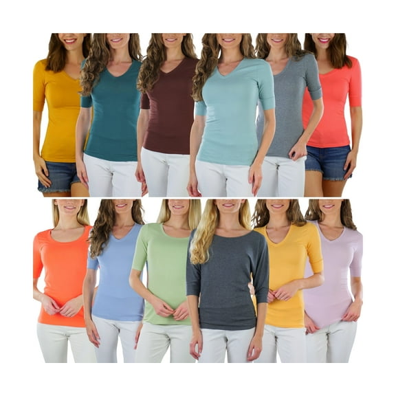 ToBeInStyle Women's Junior Pack of 3 Randomly Assorted Mid Sleeve T-Shirts - 6-8 Years