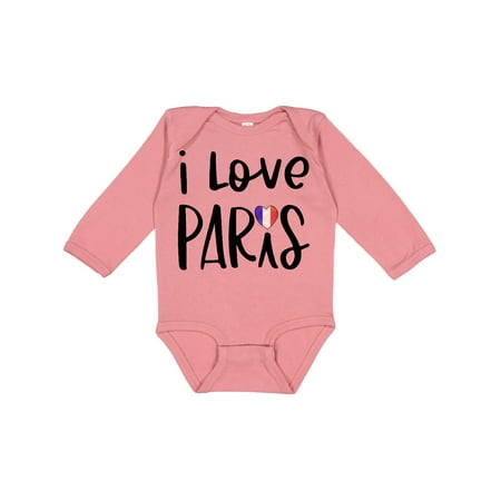 

Inktastic I Love Paris French Flag Heart Gift Baby Boy or Baby Girl Long Sleeve Bodysuit
