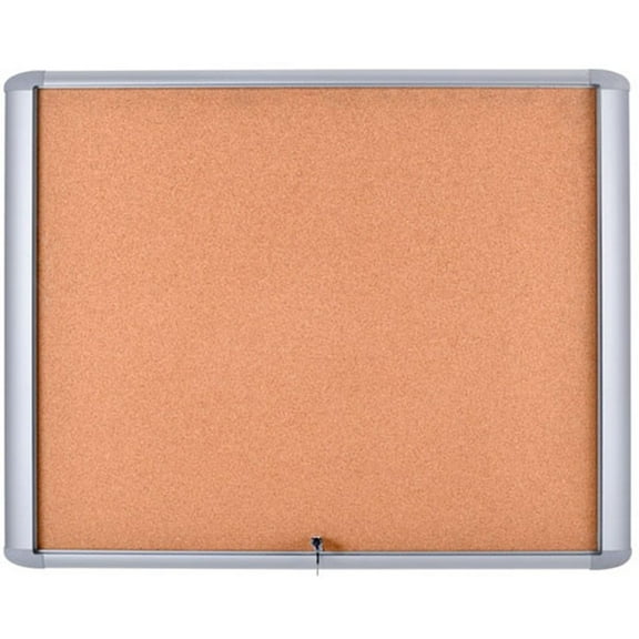 MasterVision Weather Resistant Cork Bulletin Enclosed Board Cabinet, 30" X 26.5", Aluminum Frame