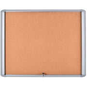 MasterVision Weather Resistant Cork Bulletin Enclosed Board Cabinet, 30" X 26.5", Aluminum Frame