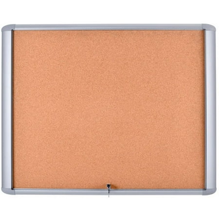MasterVision Weather Resistant Cork Bulletin Enclosed Board Cabinet, 30" X 26.5", Aluminum Frame