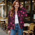 thumbnail image 2 of DISNIMO Valentine's Day Sweatshirts for Women Skull Rose Printed Outerwear Jacket Zip Up Coat Lightweight Sweatshirts with Pockets, 2XL, 2 of 7