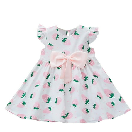 

JDEFEG Toddler Girls Clothes Princess Bowknot Dress Kids Strawberry Toddler Party Print Baby Casual Girls Girls Dress&Skirt Girls Formal Lace Dress Size 6 Cotton Blend Pink 90