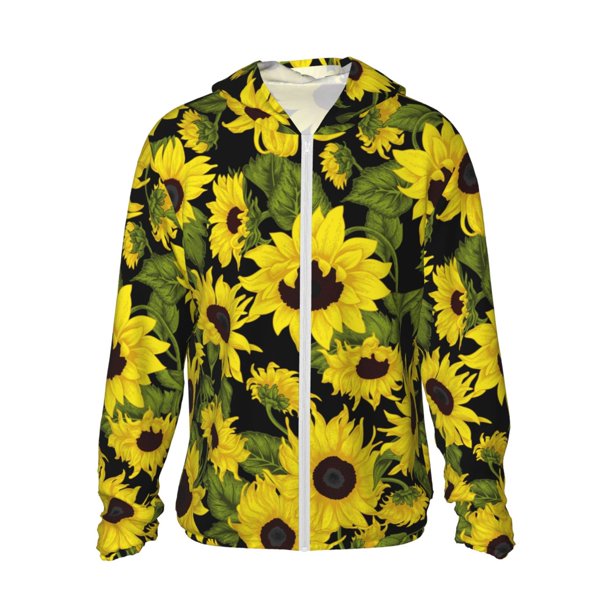 Fotbe Sunflowers In Vintage Chaqueta con Protección Solar UPF 50+ para Hombre y Mujer, Camisa con Capucha y Bolsillos-XX-Large