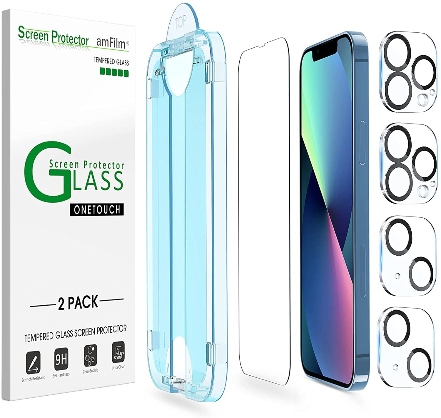 6.1 with Easy Installation Kit amFilm 2 Pack OneTouch Glass Screen Protector for iPhone 11 iPhone XR 