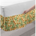 thumbnail image 2 of Floral Bed Skirt, Repetitive Pattern Curved Flower Shaped Motifs and Butterflies, Elastic Bedskirt Dust Ruffle Wrap Around for Bedding Decor, 4 Sizes, Cream Orange and Olive Green, by Ambesonne, 2 of 2