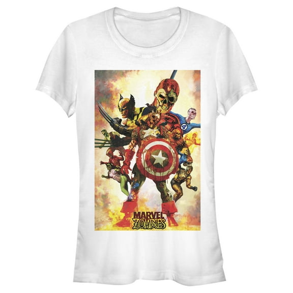 Junior's Marvel Zombies Hero Poster  Graphic Tee Black Small