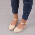 thumbnail image 3 of Rokment Espadrilles Platform Wedges Closed Toe Dress Sandals for Women Beach Summer Vintage Comfortable Lined Ankle Strap High Heels Casual Dressy Shoes Spring Beige Size 6, 3 of 7