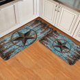 thumbnail image 2 of Western Kitchen Mat Set of 2 Rustic Country Texas Star on Teal Brown Wooden Barn Kitchen Rugs and Mats Non Skid Washable Cushioned Absorbent Comfort Standing Mat for Kitchen Sink,Laundry,Bathroom, 2 of 3