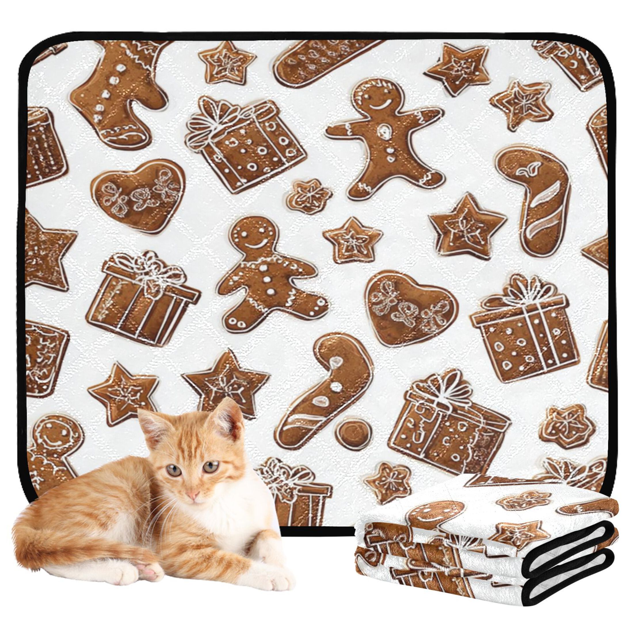 IAUYY Washable Pee Pads for Dogs Smallx3 Absorbent and Leak-Proof Non-Slip Reusable Puppy Pee Pads for Dogs Applicable to Playpen Potty Crate Gingerbread Frosting