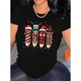thumbnail image 1 of Camiseta De Manga Corta Con Cuello Redondo Para Mujer, Camisetas De Verano Para Uso Diario Y ViajesCreative Christmas Pencil Pattern Printed Women'S Trendy Round Neck Short Sleeve, Simple Casual Spo, 1 of 7