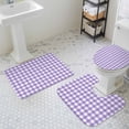 thumbnail image 2 of Purple Checkered Bathroom Rugs Set Farmhouse Classic Non Slip Absorbent Soft Bath Mats 3 Piece Set with Bathroom Rug, U-Shaped Floor Mat, Toilet Seat Cover Large Size, 2 of 9