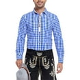 thumbnail image 3 of Shirts for Men Long Sleeve Plaid Embroidery Oktoberfest Tops Comfortable Loose Fit Button Down Collared Mens Dress Shirt, 3 of 9