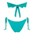 thumbnail image 2 of Women Swimsuits Solid Color Strapless Backless Gathering Separate Bikini Sky Blue Women Bathing Suits S, 2 of 3