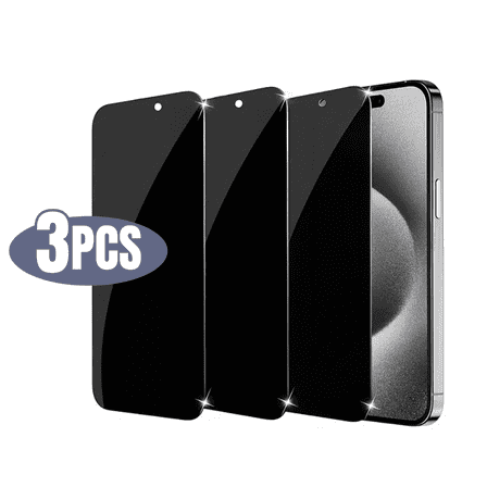 3pcs BLUUMTEK Privacy Tempered Glass Screen Protector for iPhone 15 Anti-Spy Screen Protector