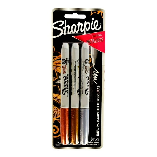 Marcadores Sharpie Permanentes Metálicos Punta Fina 3 Piezas