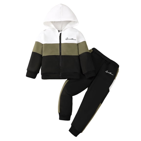5T Baby Boys Clothes 5T Boys 2PCS Hoodie Outfits Set Toddler Boys Long Sleeve Hoodie Top Pants Set White