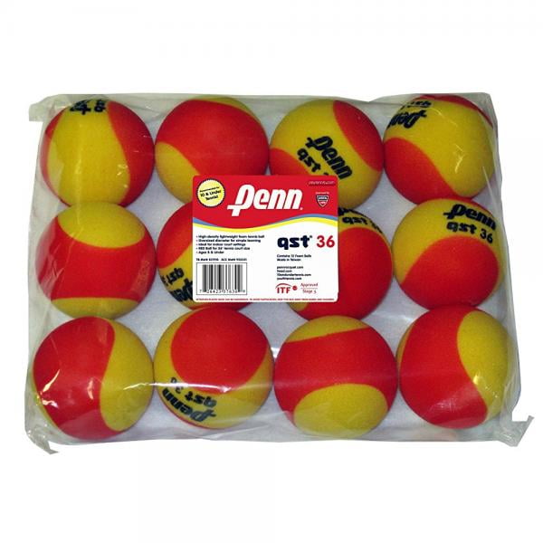 Penn QST 36 Foam Red Tennis Balls, 12 Ball Bag