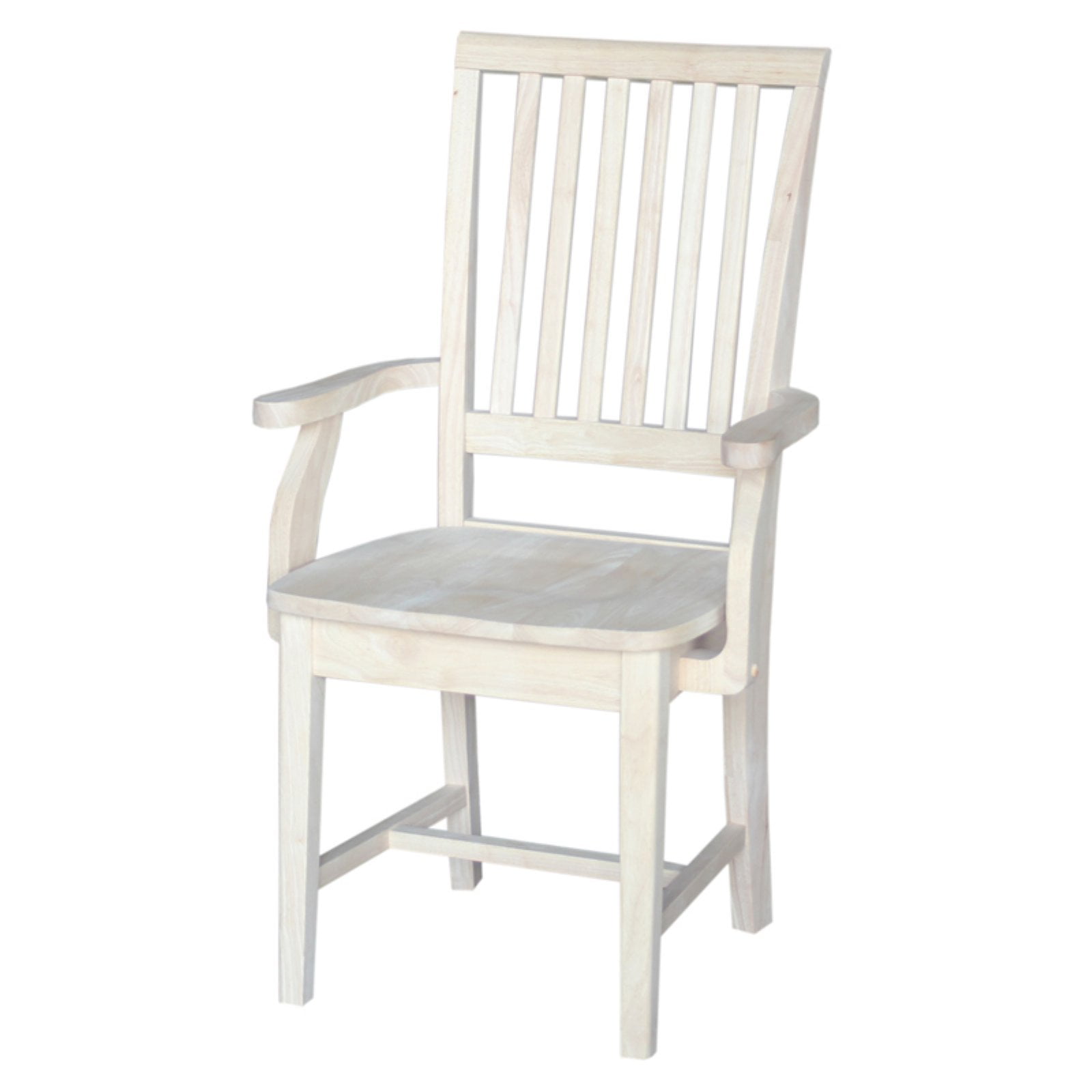 International Concepts Mission Wood Dining Chair with Arms, Unfinished
