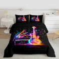 thumbnail image 2 of Feelyou Neon Guitar Piano Teen Queen Comforter Set, Musical Note Music Bedding Set, 3pcs, 2 of 8