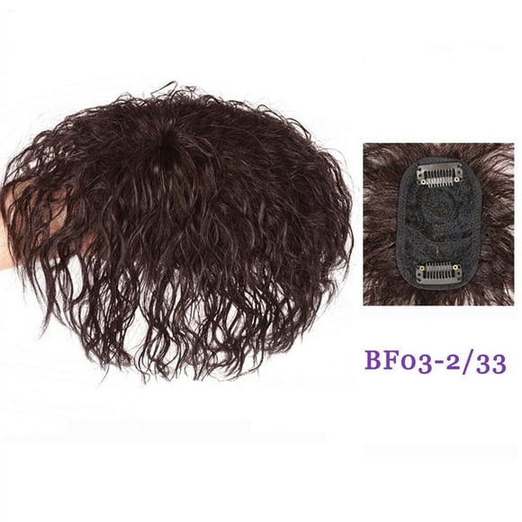 Zhuge Small Area Short Curly Human Hair Topper Fluffy Curly Hair Topper Clip in Hairpieces Top Topper Hair Replacement Wiglets Weavy Topper Hair Pieces for Women,Chocolate Brown