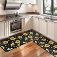 thumbnail image 3 of Sunflower and Bee Black Pattern Anti Fatigue Kitchen Rugs Set Of 2, Non Slip Washable Decorative Floor Mats for Sink Laundry and Home Use, 17"x47", 3 of 5