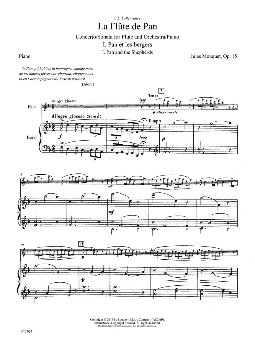 La Flute De Pan For Flute And Piano Paperback Walmart Com