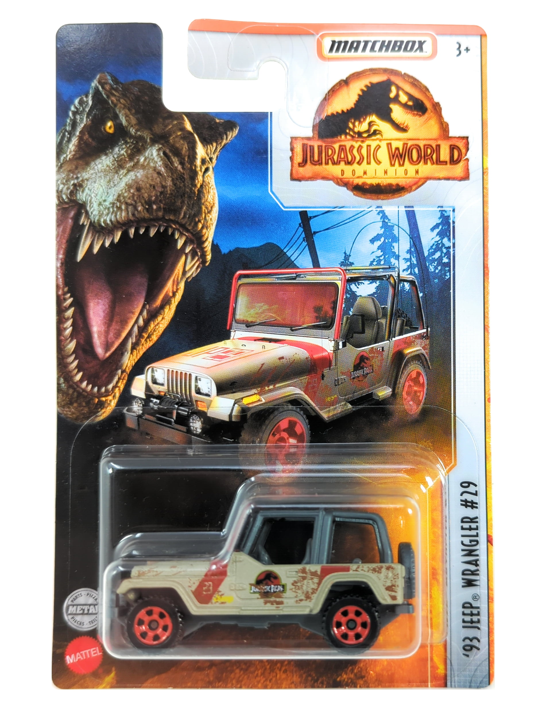 Matchbox Jurassic World Dominion '93 Jeep Wrangler #29 1:64 Scale Vehicle -  