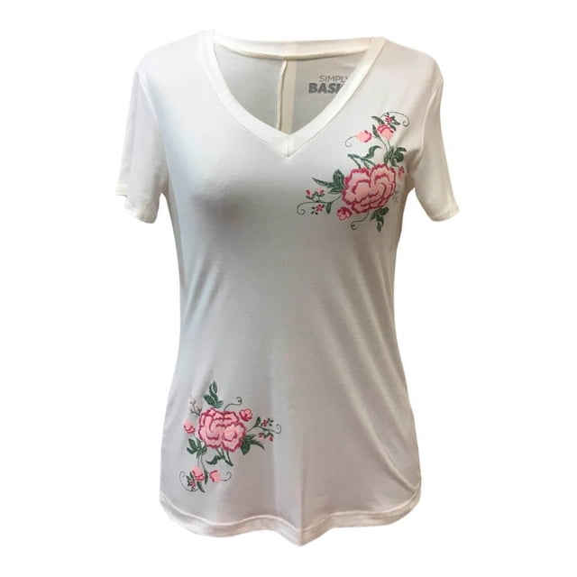 Blusa Simply Basic Talla M Flores Blanco