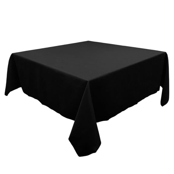 TableLinensforLess Polyester Square Tablecloth, 84 Inch Square, (Black)