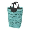 thumbnail image 2 of Waterproof Collapsible Laundry Hamper, Cyan Abstract Line Graffiti Aluminum Handle Laundry Bag Storage Basket, 50L, 2 of 6