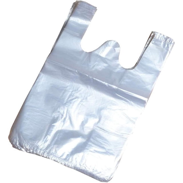 100 bolsas de plástico transparente tipo chaleco de 18 x 29 cm, bolsas de transporte tipo chaleco, bolsas para llevar alimentos, bolsas de mercadería para supermercado