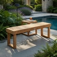 thumbnail image 4 of Hommoo 52" Solid Acacia Wood Outdoor Dining Bench, Teak-Colored Slatted Patio Bench for Backyard, Poolside & Indoor Use, Natural, 4 of 7