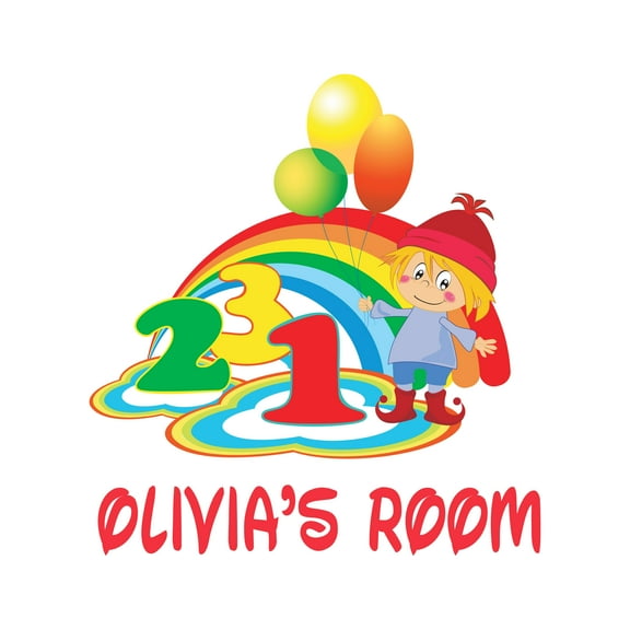 Personalized Name Day Care Wall Decal Kid with the Rainbow Learning the 123 Custom Name Bedroom Wall Decal for boys and girls Rainbow Themed Kids Room Décor - Size: 18 In x 20 In