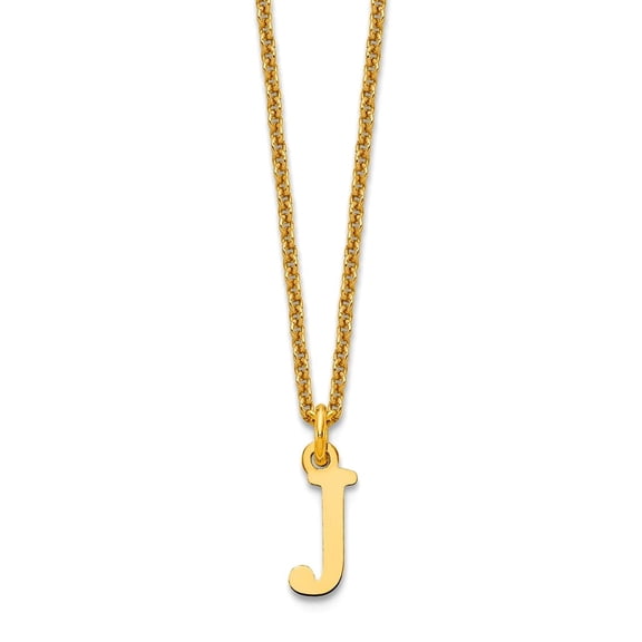 10k Yellow Gold Cutout Letter J Initial Necklace Pendant Necklace for Women - .2 Grams