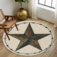 thumbnail image 3 of Round Area Rug 6 Ft, Texas Star Rustic Washable Non-Slip Circle Carpet for Living Room/Bedroom, Vintage Farmhouse Striped Brown Low-Profile Indoor Mats Collection Rugs for Residential, 3 of 7