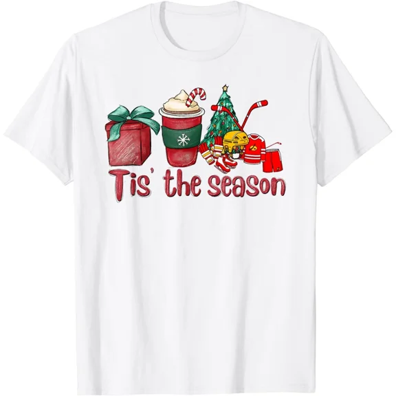 Hockey Christmas Coffee Saint Nick Xmas The Season Sports Graphic Unisex T-Shirt ,up to size 5XL